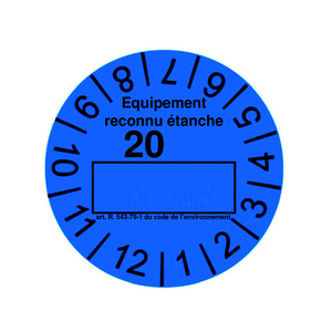 Planche de 32 étiquettes bleues de contrôle d'étanchéité